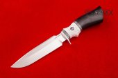 Нож Чибис изготовлен из высококачественной стали 110Х18МШД, акрил, чёрный граб