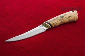 Нож Рыбак 2 изготовлен из высококачественной стали Х12МФ, карельская берёза