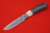 Tourist knife (laminate, Nickel silver, carved bone, black hornbeam)