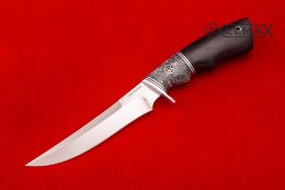 Нож Охотник из 110Х18МШД, акрил, чёрный граб.
