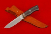 Нож Стрим-2 (сталь S 390,зуб мамонта в акриле, нейзильбер, стабилизированный черный граб, мозаичный пин) 
