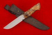 Нож Сталкер-2 (S 390,зуб мамонта в акриле, нейзильбер, стабил.кап клёна, мозаичный пин) 