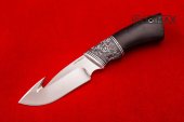 Нож Скиннер изготовлен из высококачественной стали 110Х18МШД, акрил, чёрный граб.