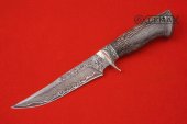 Нож Охотник (клинок изготовлен из ламината, мельхиор, рукоять пальма)