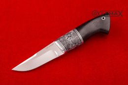 Нож засапожный малый из 110Х18МШД, акрил, чёрный граб.