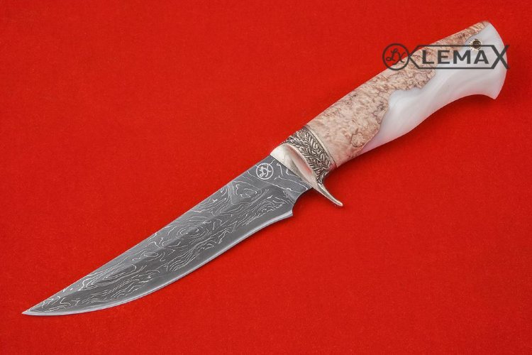 Messer Universal-1 (Laminat, Neusilber, stabilisierte karelische Birke mit Acryl)