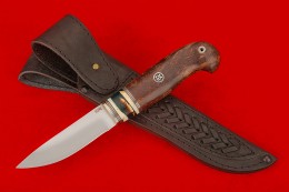 Нож "Финский- 2 М" (сталь М 398 , мамонт, нейзильбер, стабилизированная карельская береза, мозаичный пин)