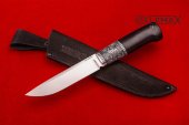 Нож Урал изготовлен из высококачественной стали 110Х18МШД, акрил, рукоять чёрный граб