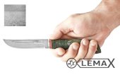 Нож Рыбак изготовлен из высококачественной булатной стали, рукоять стабилизированная карельская берёза, мельхиор.