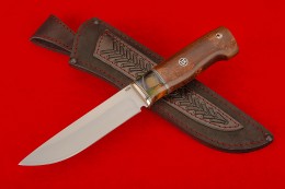 Нож Урал  (сталь М 398 , мамонт, нейзильбер, стабилизированная карельская береза, мозаичный пин)