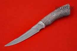 Нож Рыбак 2 из булата, мельхиор, стабилизированная карельская берёза.