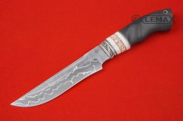 Taiga knife (laminate, Nickel silver, carved bone, black hornbeam)
