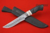 Нож Тайга (ламинат, мельхиор, резная кость, черный граб)