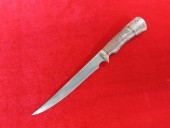 Нож филейный большой(клинок из булата, рукоять стабилизированная карельская берёза)