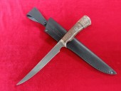 Нож филейный большой (клинок изготовлен из булатной стали, рукоять стабилизированная карельская берёза)