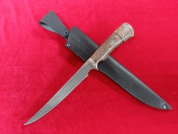 Нож Филейный большой (тигельный сплав, стабилизированная карельская берёза)