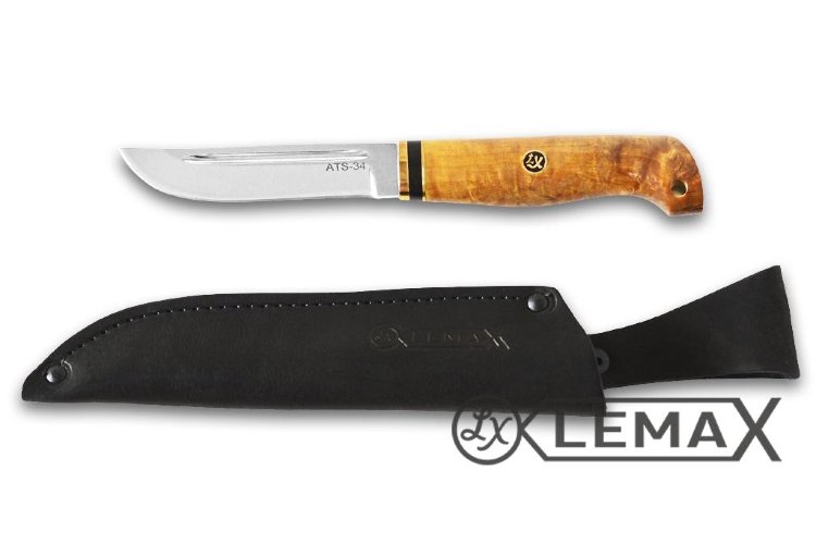 Нож Рыбак (ATS-34, стабилизированная карельская берёза)