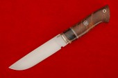 Нож Сталкер (сталь М 398 , мамонт, нейзильбер, стабилизированная карельская береза, мозаичный пин)