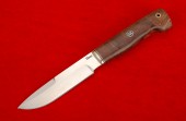 Нож Турист клинок изготовлен из стали Elmax, нейзильбер, стабилизированная карельская береза, мозаичный пин.