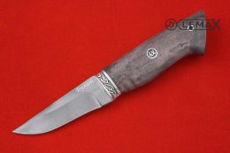 Нож Засапожный малый (Булат, мельхиор, стабилизированная карельская берёза)