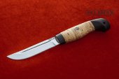 Нож Рыбак изготовлен из высококачественной стали 95Х18, береста, чёрный граб