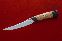 Нож Рыбак  2 из 95Х18, береста, чёрный граб