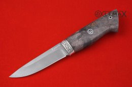Нож Засапожный (Булат, мельхиор, стабилизированная карельская берёза)
