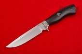 Нож Лесник сталь 95х18 кованная, литье мельхиор, черный граб.