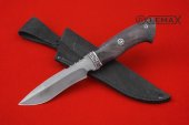 Нож Сибирь (сталь булат, стабилизированная карельская берёза, мельхиор)
