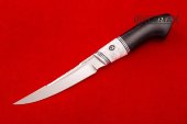 Нож Рыбак  2 изготовлен из высококачественной стали 110Х18МЩД, акрил, чёрный граб.
