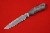 Нож Чибис изготовлен из стали булат, мельхиор, стабилизированная карельская берёза.
