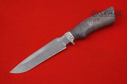 Нож Чибис (тигельный литой сплав, мельхиор, стабилизированная карельская берёза)