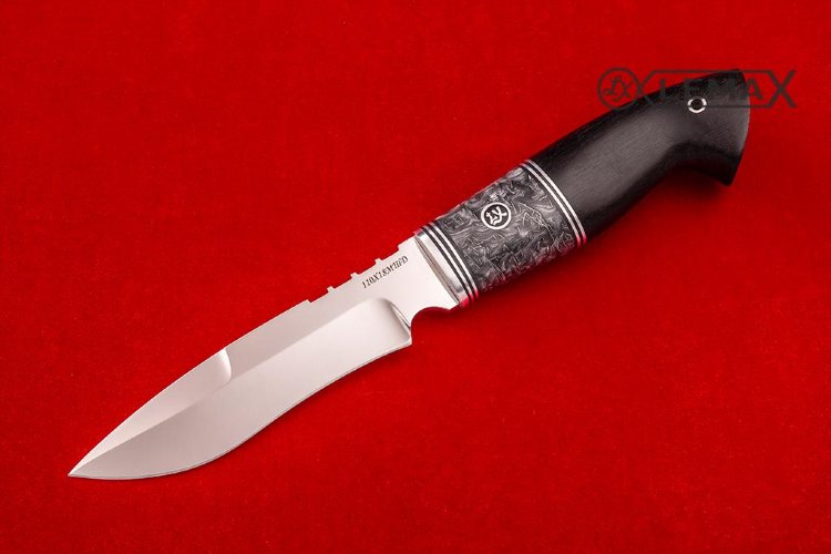 Нож Сибирь из 110Х18МШД, акрил, чёрный граб.