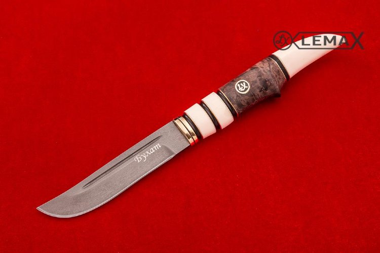 Нож Рыбак (Булат, кость, стабилизированная карельская береза)