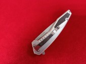Нож складной Лемакс-2 (сталь N-690, флиппер, корпус-нержавейка, плашки дюраль, карбоновые вставки, подшипник) 