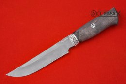 Нож Тайга (тигельный литой сплав, мельхиор, стабилизированная карельская берёза)