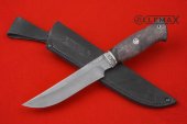 Нож Тайга изготовлен из высококачественной стали булат, мельхиор, стабилизированная карельская берёза.