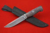 Нож Урал изготовлен из высококачественной булатной  стали, мельхиор, стабилизированная карельская берёза.