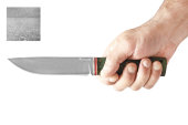 Нож Урал (тигельный литой сплав, мельхиор, стабилизированная карельская берёза)