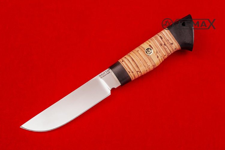 Нож Сталкер из  95Х18, береста, чёрный граб.
