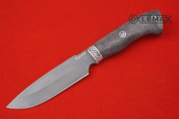 Нож Хищник из булата, мельхиор, стабилизированная карельская берёза.