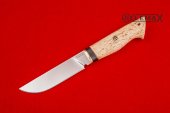 Нож Сталкер изготовлен из высококачественной стали Х12МФ, карельская берёза