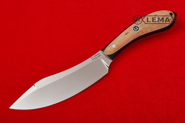Нож канадский из х12мф, карельская береза.