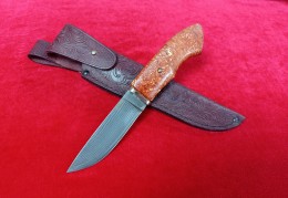 Нож "Сталкер" (сталь клинка - нержавеющий ламинат:46Х13+AISI 304+Никель+ режущая кромка - Р6М5; больстер - Нейзильбер, рукоять - стабилизированный кап клёна, мозаичный пин) 