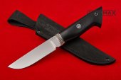 Нож Сталкер из стали 95Х18, литье мельхиор, чёрный граб.