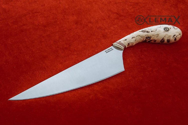Нож Кухонный большой (Х12МФ, карельская берёза)