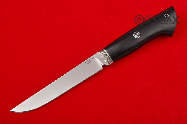 Нож Стик 95х18 кованная, мельхиор, черный граб