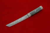 Нож Танто (сталь Булат,мельхиор,стабилизированная карельская береза,глубокое травление)