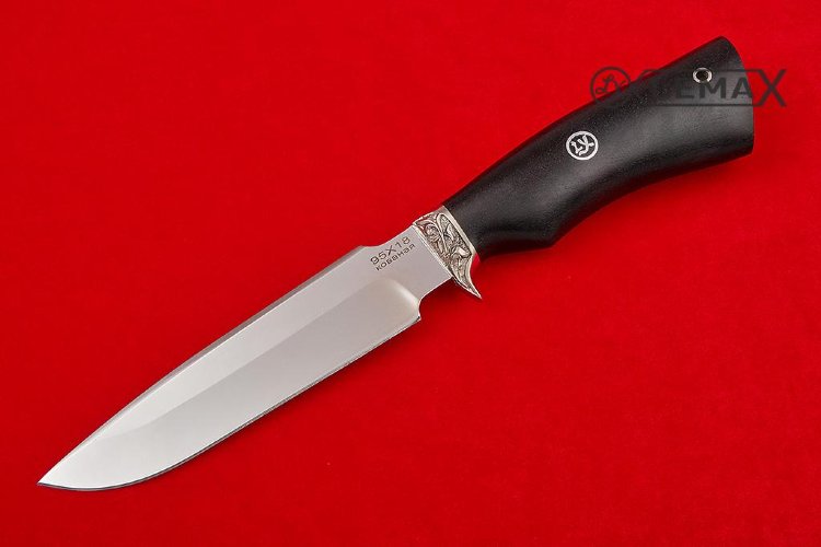Нож Чибис 95Х18, мельхиор, чёрный граб
