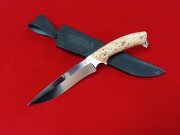 Нож Лиса 5 из Х12МФ, цельнометаллический,накладные плашки из карельской березы, на винтах.